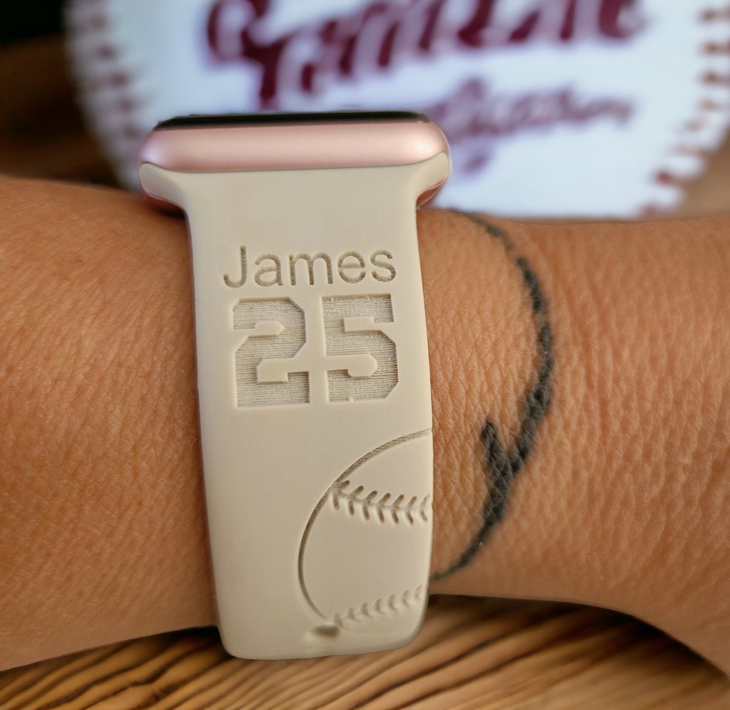 BASEBALL SOFTBALL Personalized Laser Engraved Silicone Sport Band