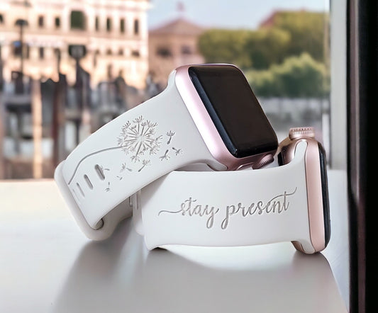 DAILY REMINDER with DANDELION Engraved Apple Compatible Watch Band