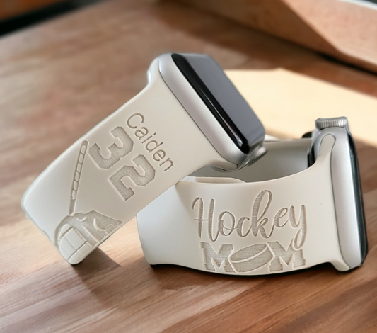 HOCKEY MOM Personalized Laser Engraved Silicone Sport Band