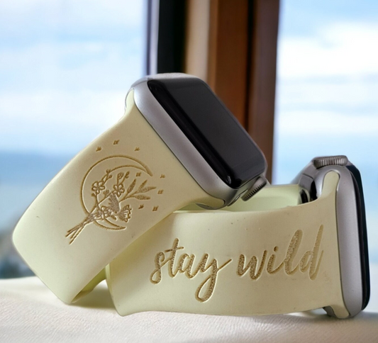 STAY WILD AFFIRMATION/MANTRA Engraved Apple Compatible Watch Band